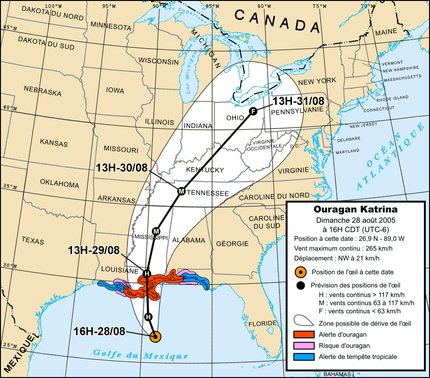 Trajectoire de l'ouragan Katrina